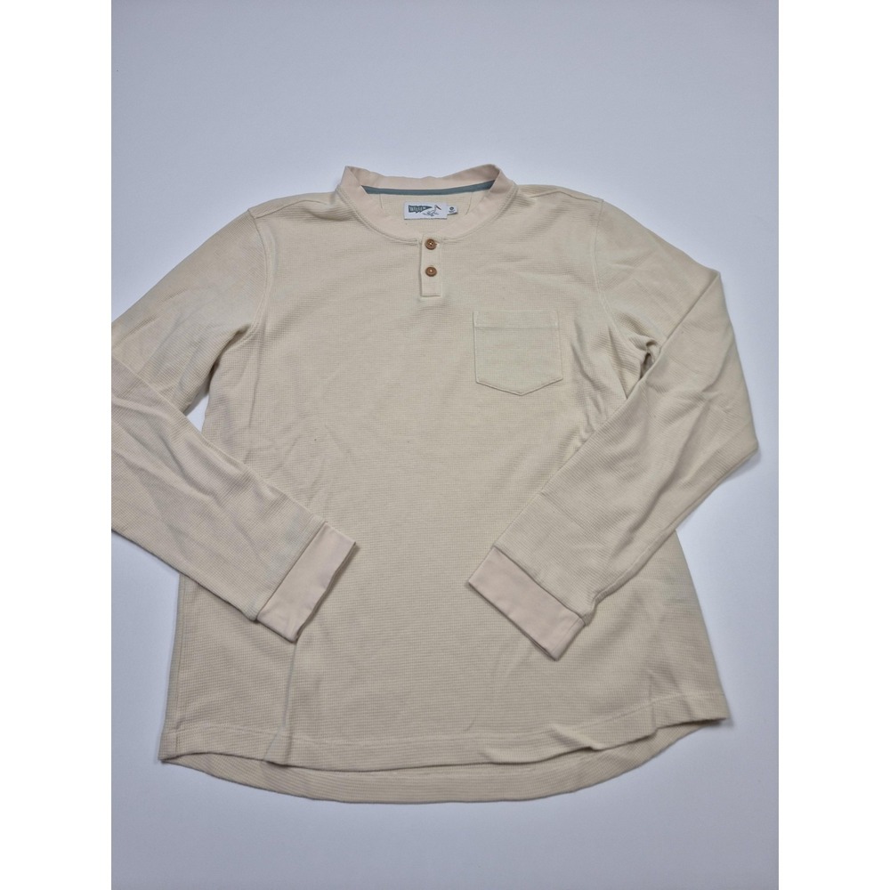 Wellen Thermal Henley Shirt Men's XL White Waffle Knit Long Sleeve Huckberry